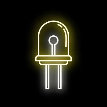 Yellow glowing light emitting diode outline icon neon style Illustrazione stock