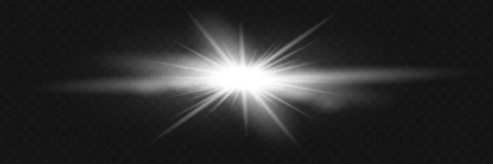 Yellow glowing light explodes on a transparent background. Sparkling magical 스톡 일러스트