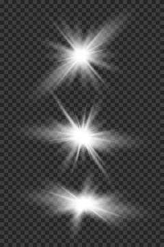 Yellow glowing light explodes on a transparent background. Sparkling magical Stock Illustration