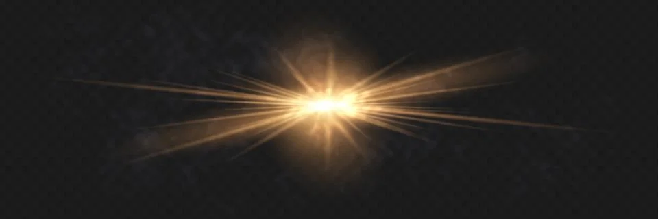 Yellow glowing light explodes on a transparent background. Sparkling magical Illustrazione stock