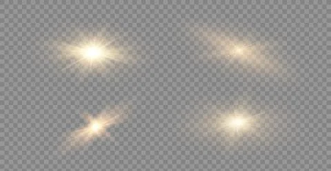 Yellow glowing light explodes on a transparent background. Sparkling magical Stock Illustration