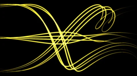 Yellow glowing lines in abstract curved motion - seamless (FULL HD) Stock Footage 37101903