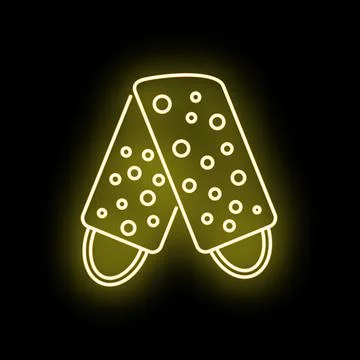 Yellow glowing neon bath sponge icon Stock Illustration