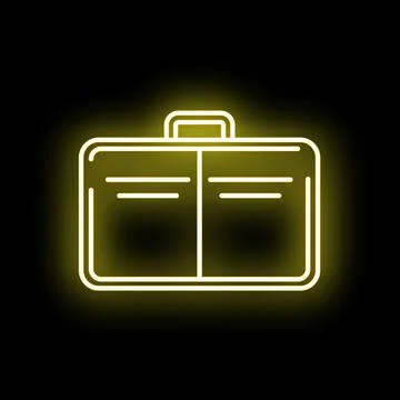 Yellow glowing neon briefcase icon representing business and work Stock Illustration