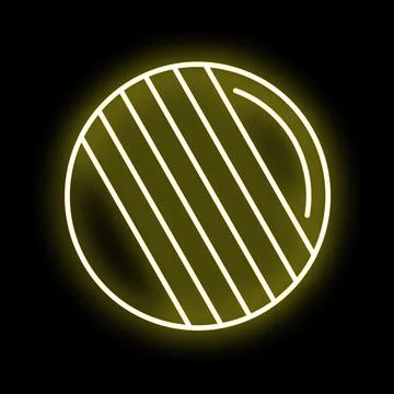 Yellow glowing neon circle with diagonal stripes Stock Illustration