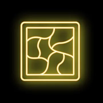 Yellow glowing neon icon of a patchwork quilt Illustrazione stock
