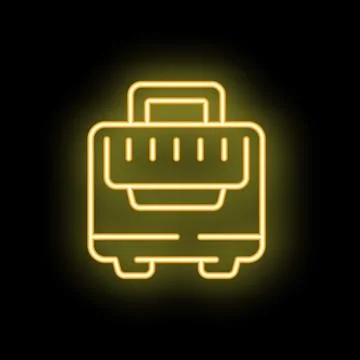 Yellow glowing neon icon representing a toolbox, commonly used for repairs an イラスト素材