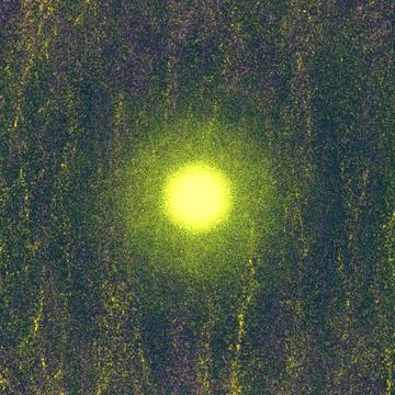 Yellow Glowing Orb with Starfield Background – Cosmic Galaxy Illustration 스톡 일러스트