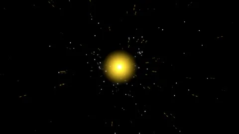 Yellow glowing orbs floating in dark space Video stock 343546398