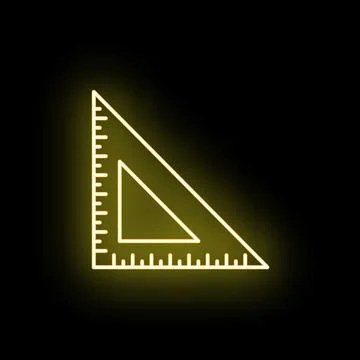 Yellow glowing triangle ruler for geometry and measurement Stock Illustration