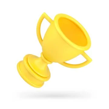 Yellow goblet trophy 3d icon. Realistic prize for successful champion Stock Illustration