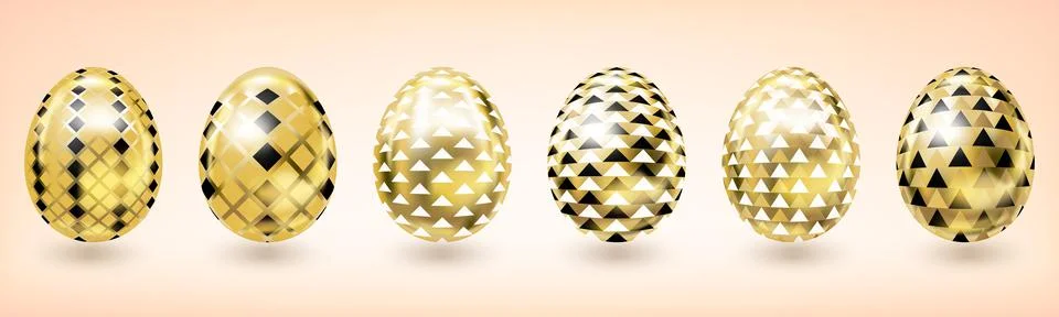 Yellow gold Easter egg with diamond decor Stock Illustration