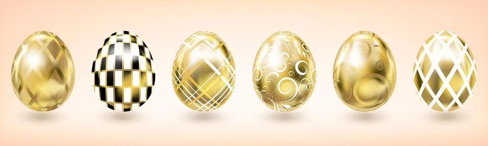 Yellow gold Easter egg with geometric decor Stock Illustration