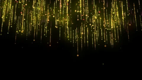 Yellow Gold Flickering Fall Down Gravity Moving Particle Graphic Animation Stock Footage 98764398