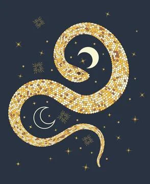 Yellow gold snake Stock Illustration