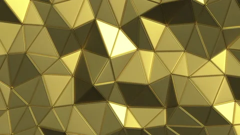 Yellow gold triangular mosaic seamless loop 3D render animation Stock Footage 232381084