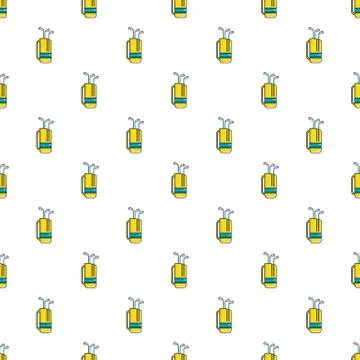 Yellow golf bag full of golf clubs pattern Stock Illustration
