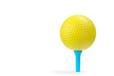 Yellow golf ball on tee isolated on white background Stock Illustration