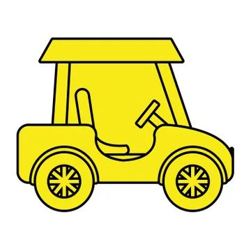 Yellow golf cart side view,vector graphic Stock Illustration