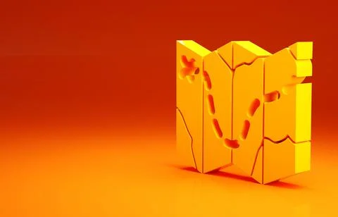 Yellow Golf course layout icon isolated on orange background. Minimalism concept Stock Illustration