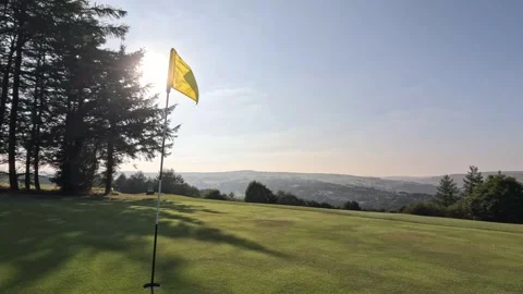 Yellow Golf Flag blowing Stock Footage 283400147
