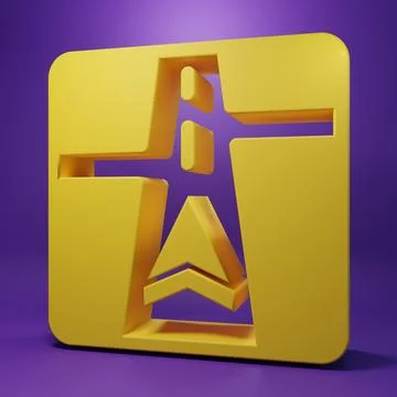 Yellow Gps device with map icon isolated on purple background. Minimalism c.. Stock Illustration