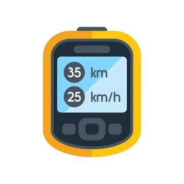 Yellow gps navigation device showing speed and distance on screen Stock Illustration