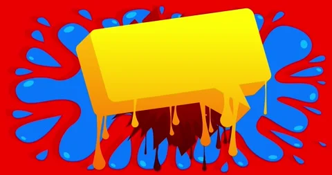 Yellow graffiti speech bubble on red and blue backgroound Stock Footage 241882660