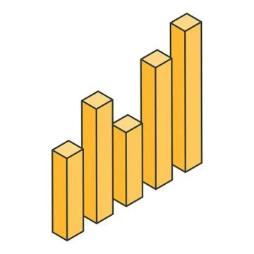 Yellow graph bar icon, isometric style Stock Illustration