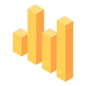 Yellow graph bar icon, isometric style Stock Illustration