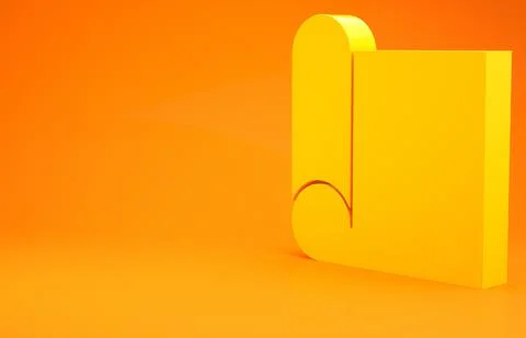 Yellow Graphing paper for engineering icon isolated on orange background. Min Stock Illustration