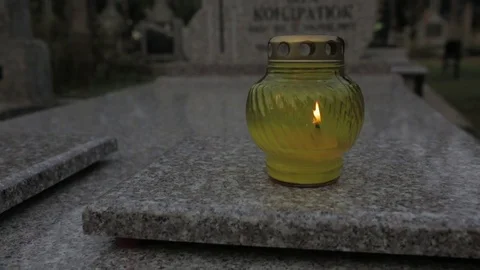 Yellow graveyard candle Stock Footage 81143846