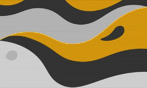Yellow gray and black liquid with lines texture background. Stock Illustration