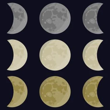 Yellow, gray, white moon. Stock Illustration