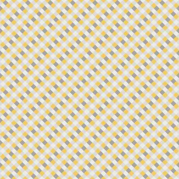 Yellow Gray White Seamless Small Diagonal French Checkered Pattern. Little In Stock Illustration
