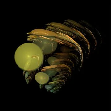Yellow green abstract element on black background, digital graphic Stock Illustration