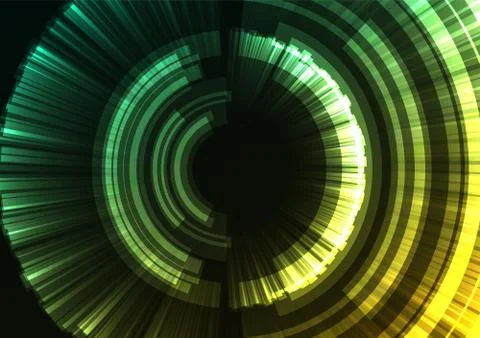 Yellow green circle digital blast abstract sheet background Stock Illustration