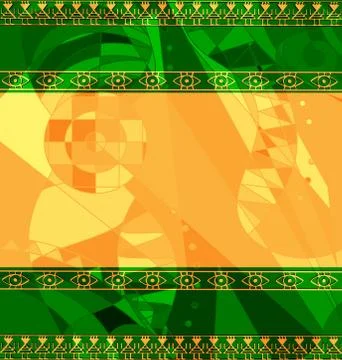 Yellow green colored image of frame with abstract figures Illustrazione stock
