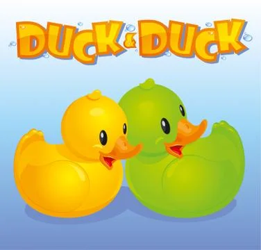 Yellow green ducks Stock Illustration