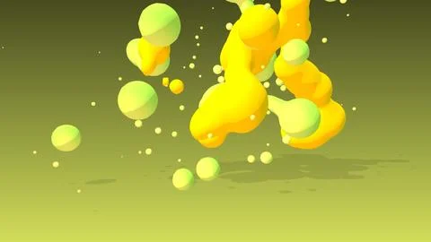 Yellow green fluid dynamic abstract metaball background Illustrazione stock