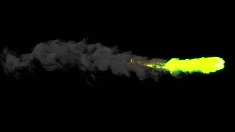 A yellow-green luminous object flies from left to right on a black background Stock Footage 169759081