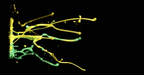 Yellow &amp; green paint in motion in 4K Stock Footage 59919035