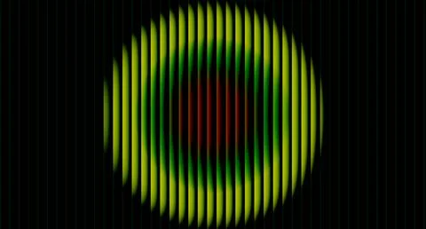Yellow Green Red Concentric Glow Circle with Vertical Lines Abstract Backgrou Stock Illustration