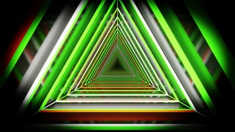Yellow green triangular sci-fi tunnel Stock Footage 131862958