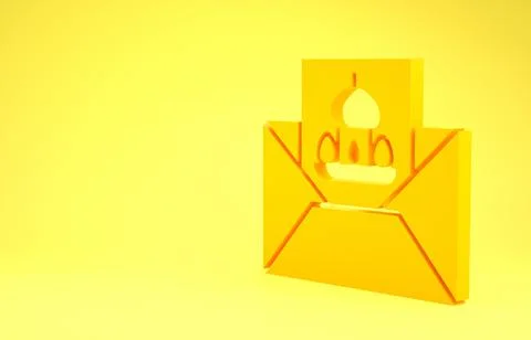 Yellow Greeting card with Happy Easter icon isolated on yellow background. Ce Stock Illustration