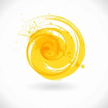 Yellow grunge Circle shape. Abstract Curl Symbol Stock Illustration
