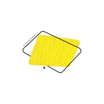 Yellow grunge geometric badge of rectangular shape with scratched effect. Stock Illustration