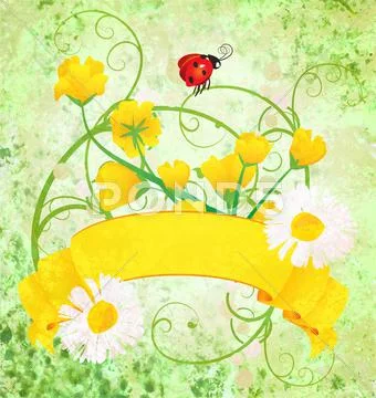 Yellow grunge scroll nature illustration Stock Illustration