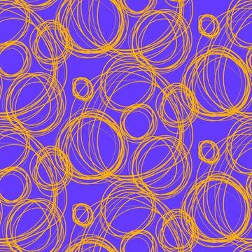 Yellow Grunge Seamless Pattern With Chaos Lines 스톡 일러스트