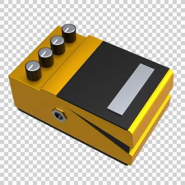 Yellow Guitar Effect Icon in 3D Realistic. Stock-Illustration